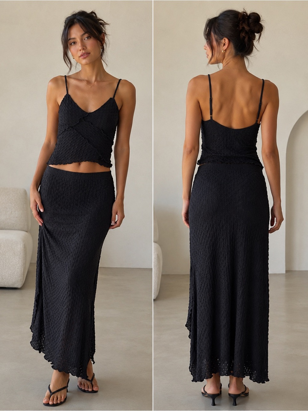 Women's Knit Skirt Set - Two-Piece Tank Top & Skirt